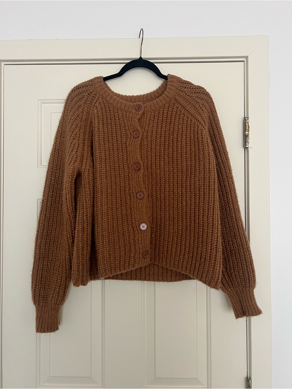 Amazon Chunky Knit Button-Front Cardigan - Brown